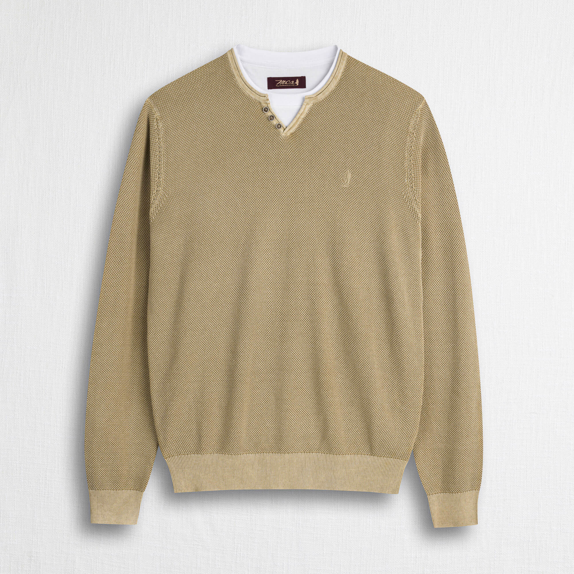 Maglia 100% cotone piquet serafino acid wash - Khaky