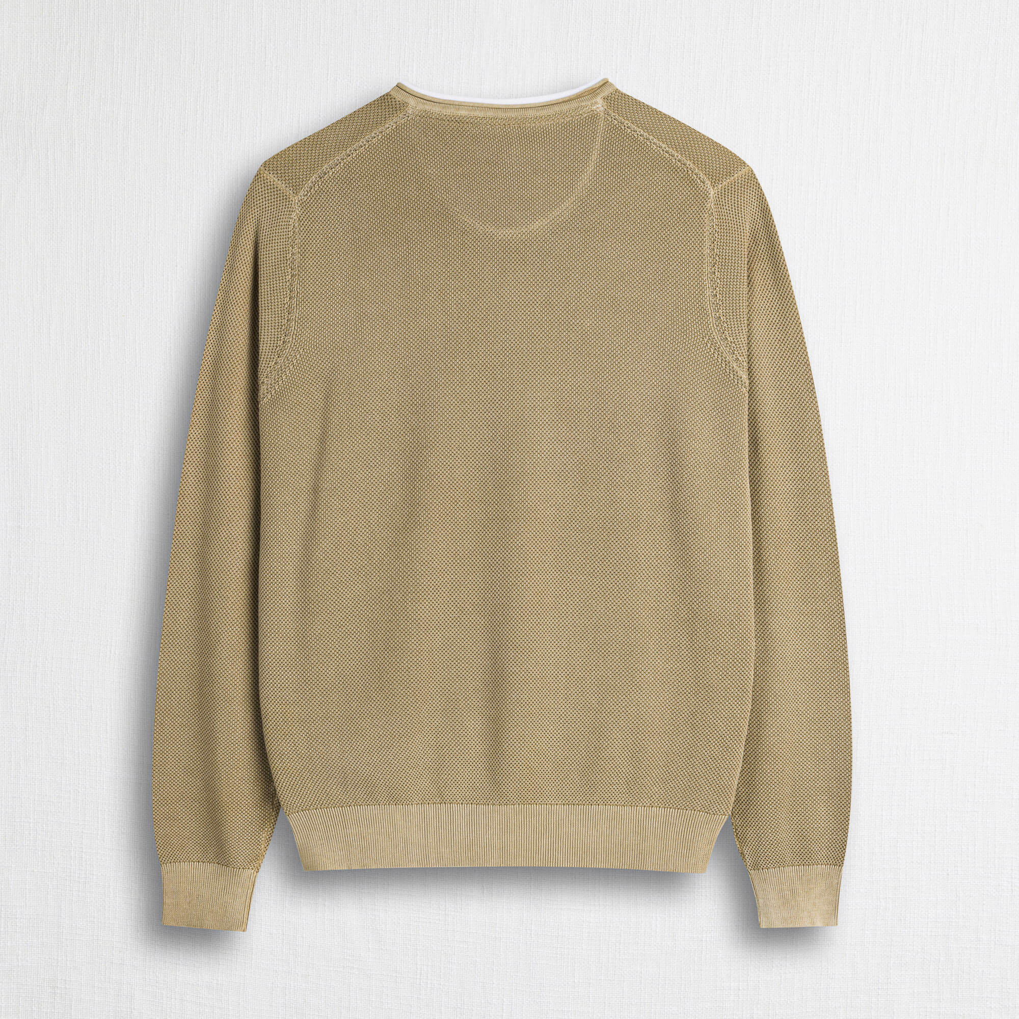 100% Cotton Piquet Serafino Acid Wash Shirt - Khaki