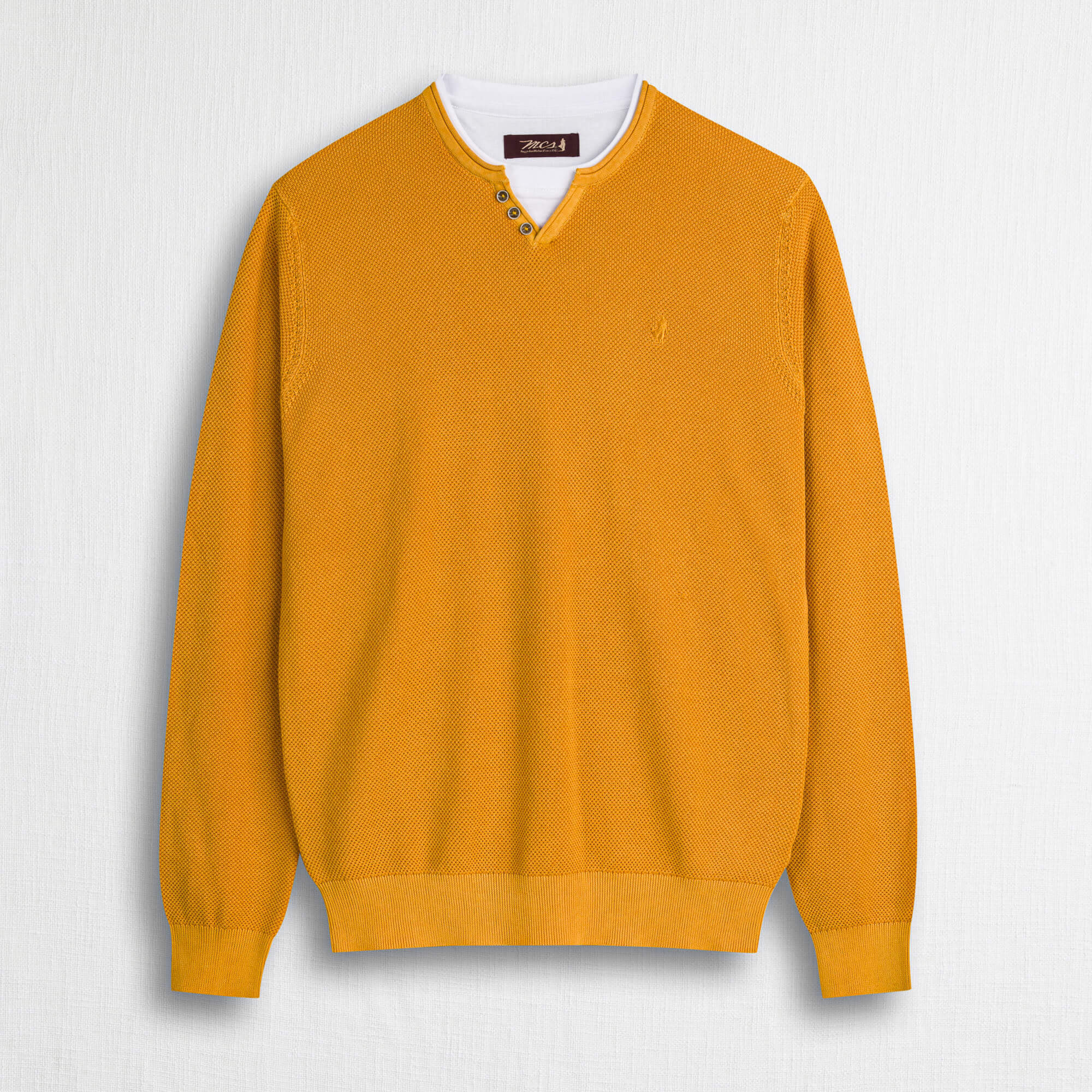 Maglia 100% cotone piquet serafino acid wash - Gold Yellow