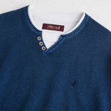 100% Cotton Piquet Serafino Acid Wash Shirt - Deep Blue