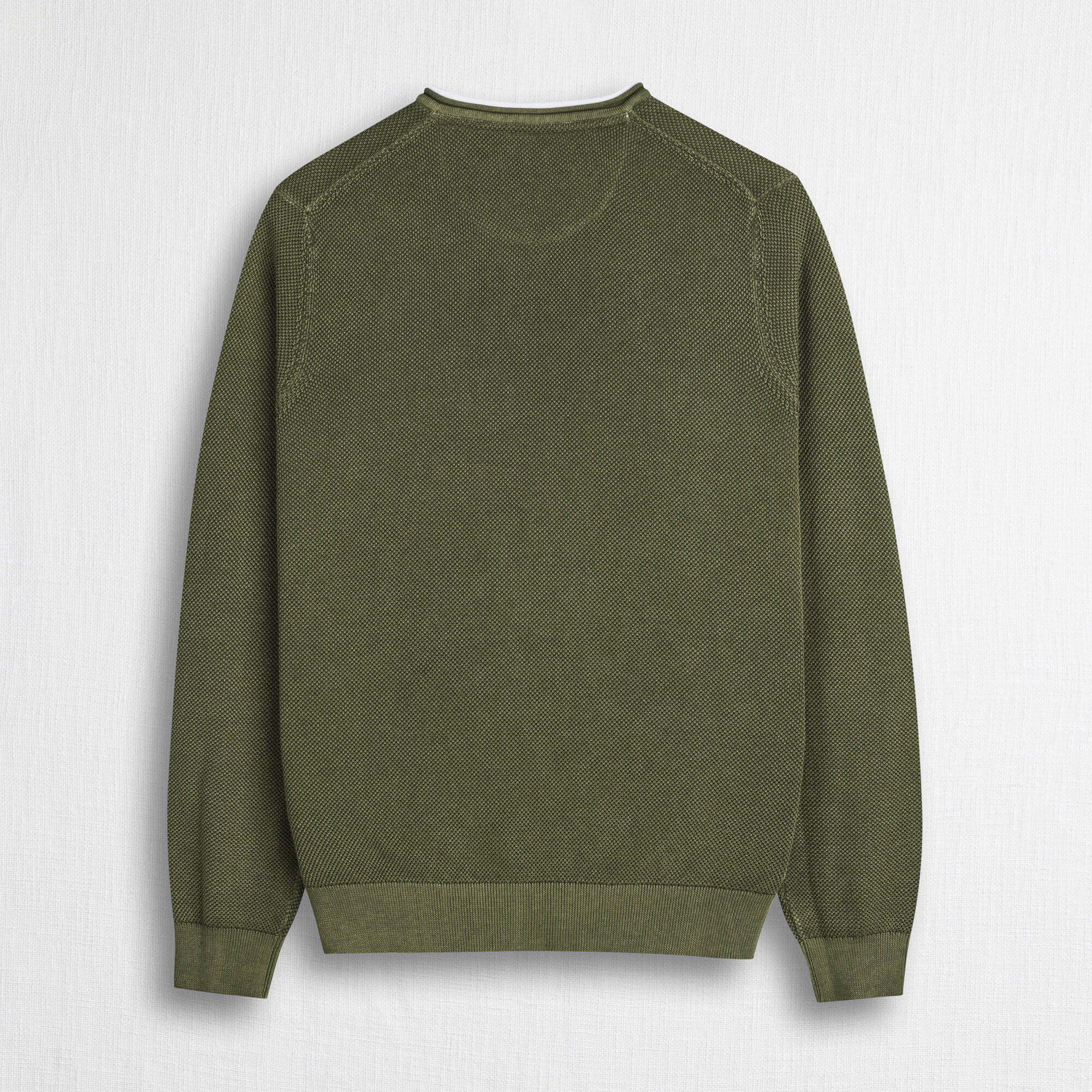 100% Cotton Piquet Serafino Acid Wash Shirt - Dark Olive