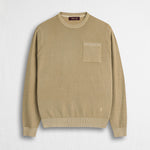 Maglia in piquet girocollo acid wash - Khaky