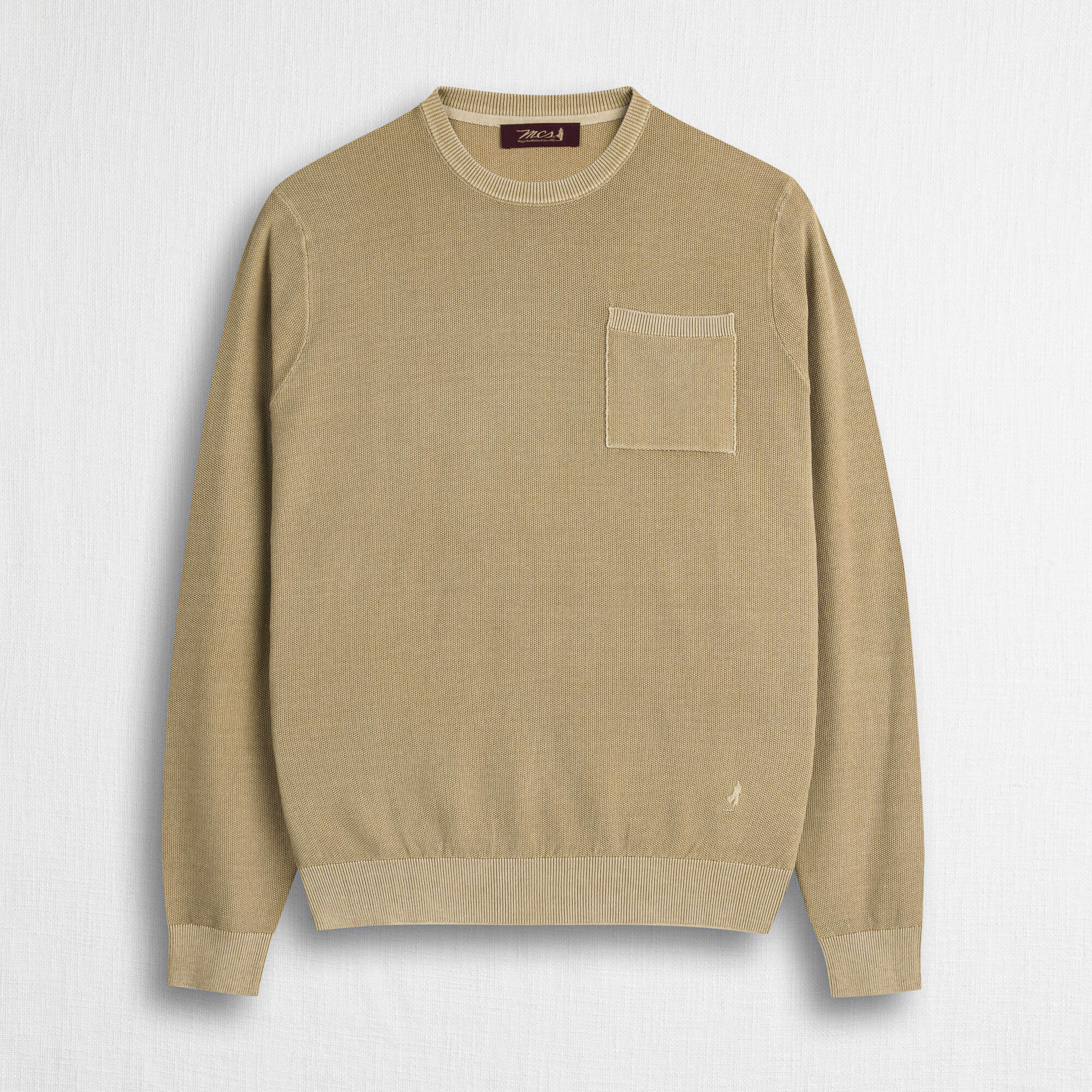Maglia in piquet girocollo acid wash - Khaky