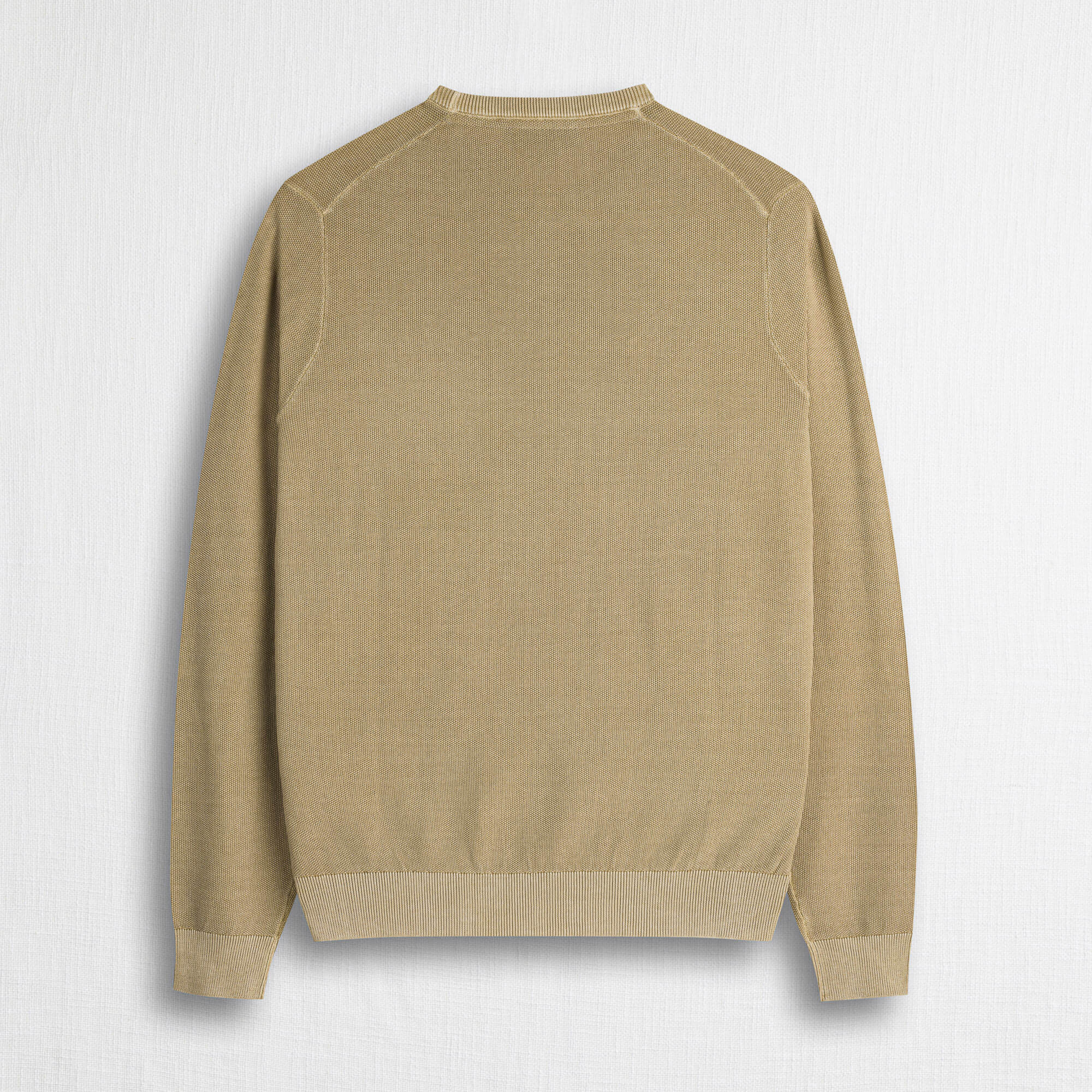 Piquet Crew Neck Acid Wash Shirt - Khaki