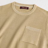 Piquet Crew Neck Acid Wash Shirt - Khaki