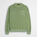 Maglia in piquet girocollo acid wash - Light Green