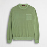 Maglia in piquet girocollo acid wash - Light Green