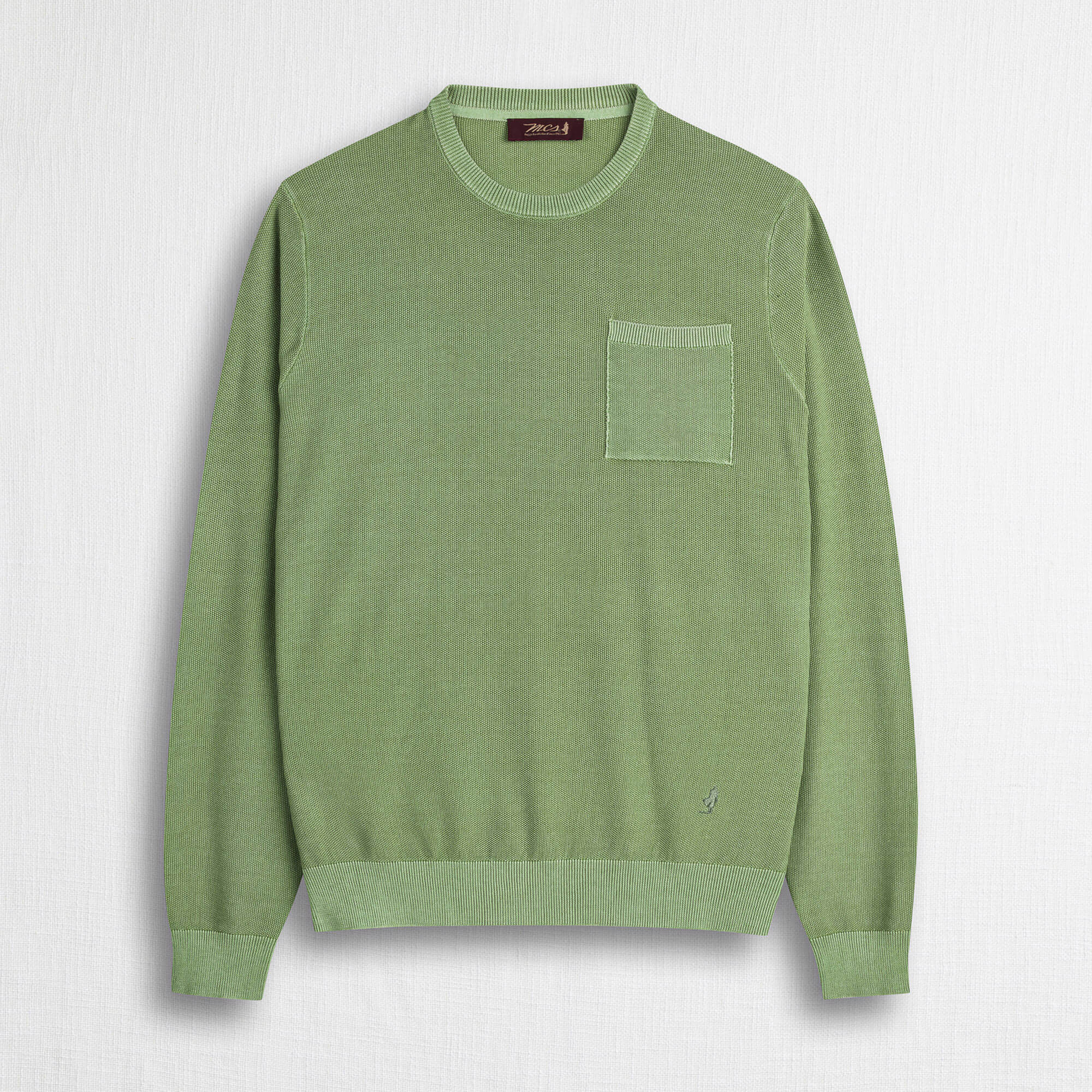 Maglia in piquet girocollo acid wash - Light Green