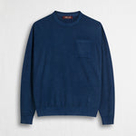 Maglia in piquet girocollo acid wash - Deep Blue