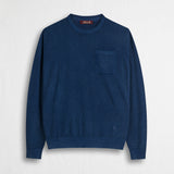 Maglia in piquet girocollo acid wash - Deep Blue