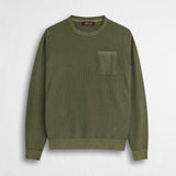 Maglia in piquet girocollo acid wash - Dark Olive
