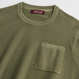 Piquet Crew Neck Acid Wash Shirt - Dark Olive