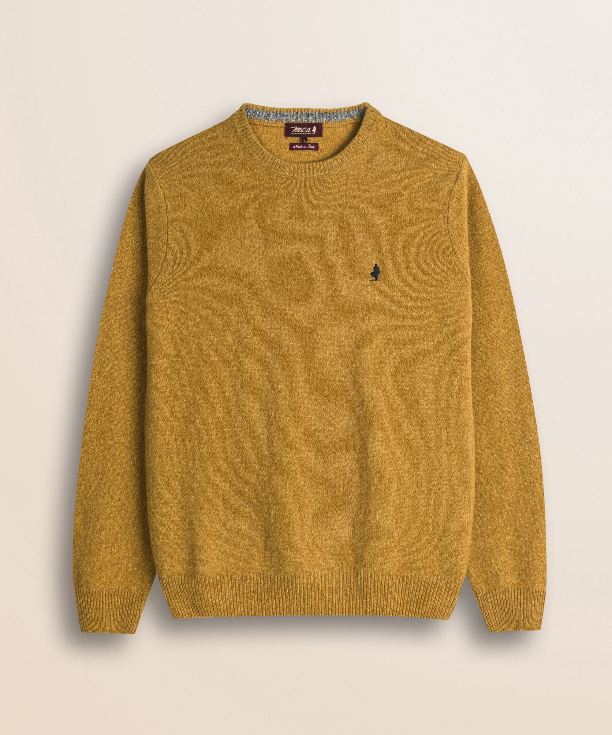 Maglione Girocollo in Lambswool Mouliné  fronte - Chai Tea