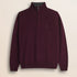 Maglione Mezza Zip in Lambswool Mouliné  fronte - Merlot
