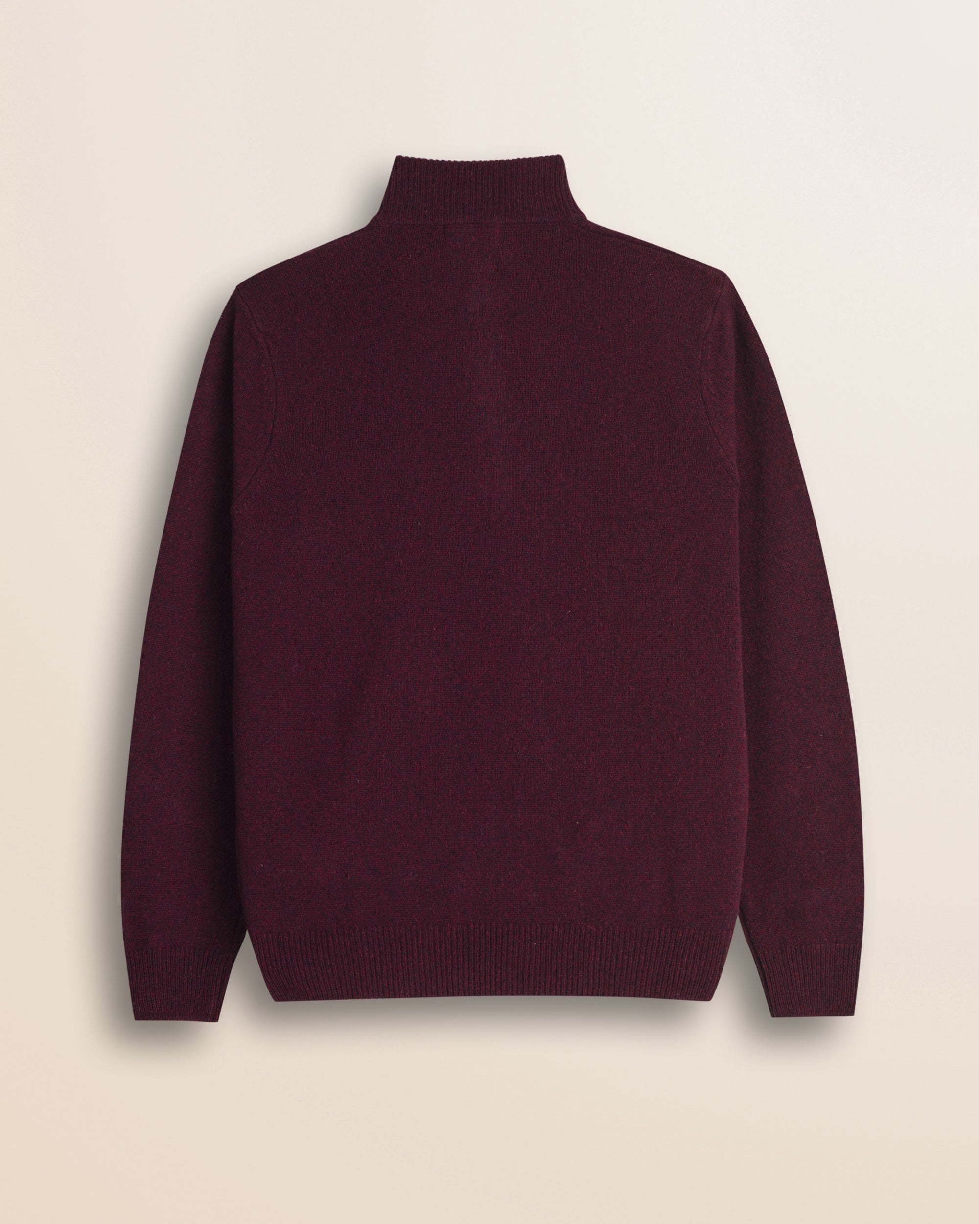 Maglione Mezza Zip in Lambswool Mouliné  retro - Merlot