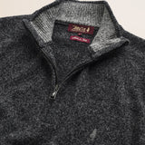 Maglione Mezza Zip in Lambswool Mouliné  dettaglio - Charcol