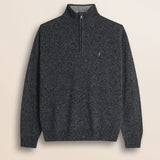 Maglione Mezza Zip in Lambswool Mouliné  fronte - Charcol