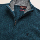 Maglione Mezza Zip in Lambswool Mouliné  dettaglio - Atlantic Deep