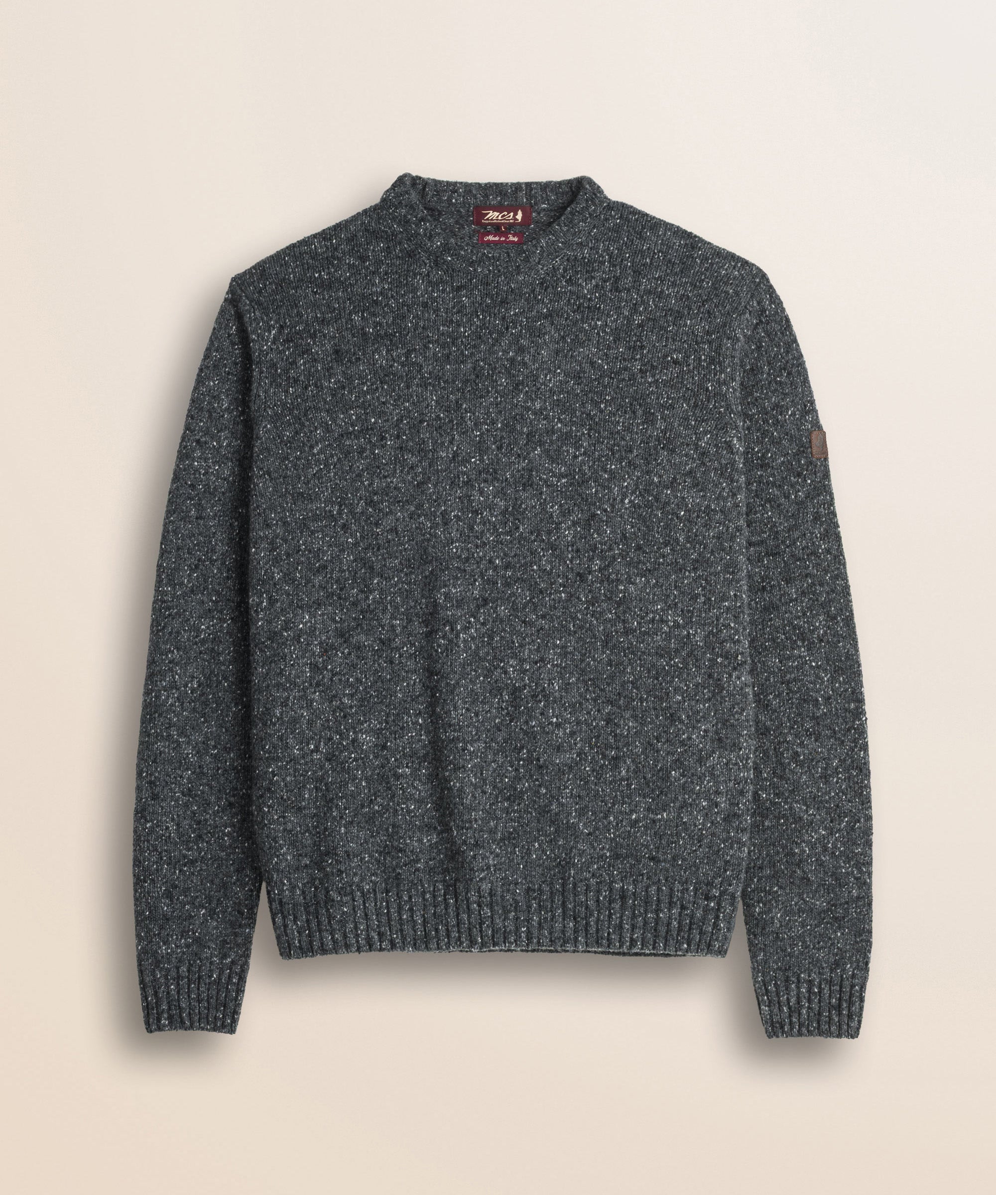 Maglione Girocollo Bottonato in Misto Lana fronte - Grey
