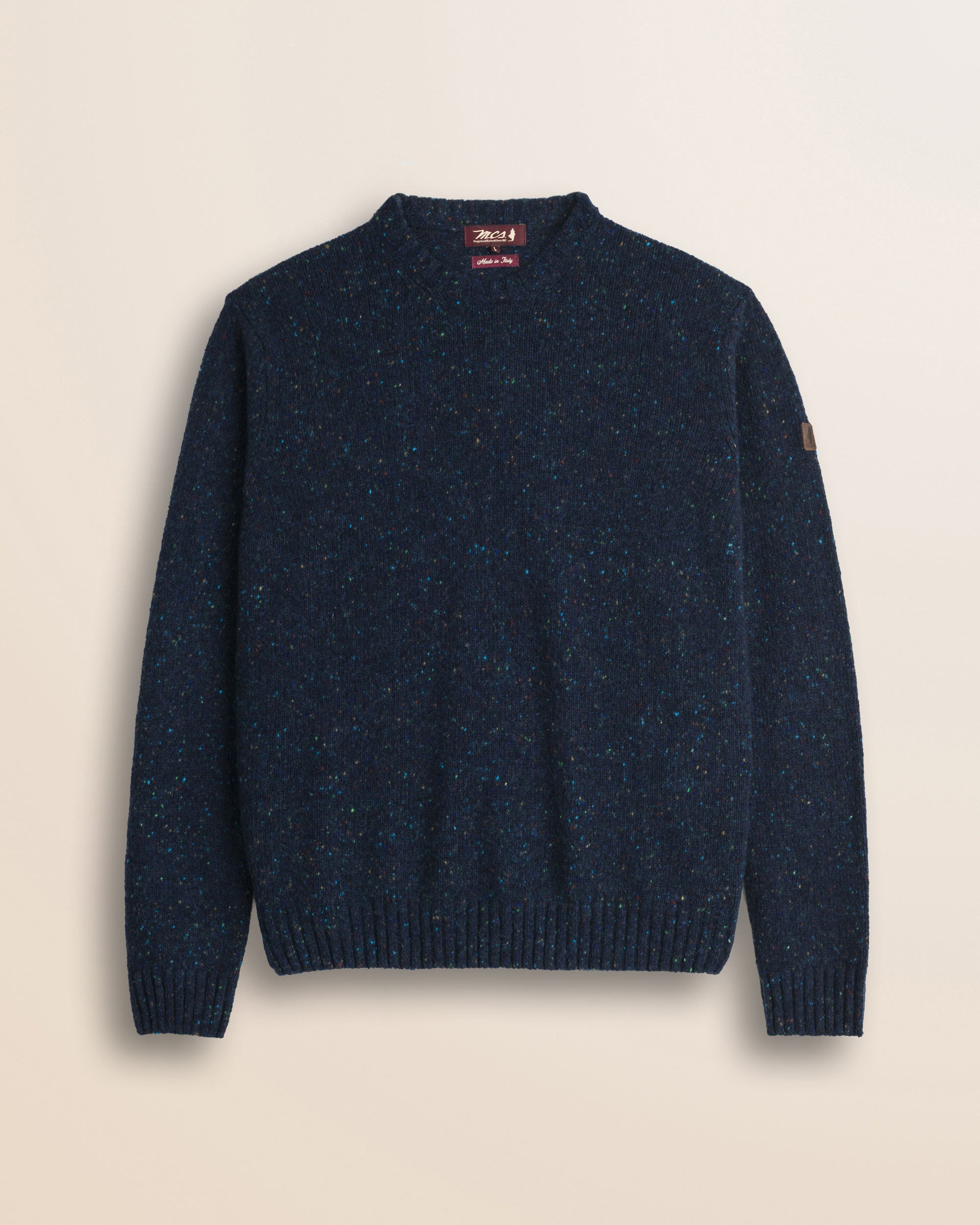 Maglione Girocollo Bottonato in Misto Lana fronte - Indigo Dust