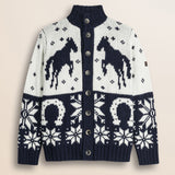 Cardigan "Rodeo" Intarsiato  fronte - White