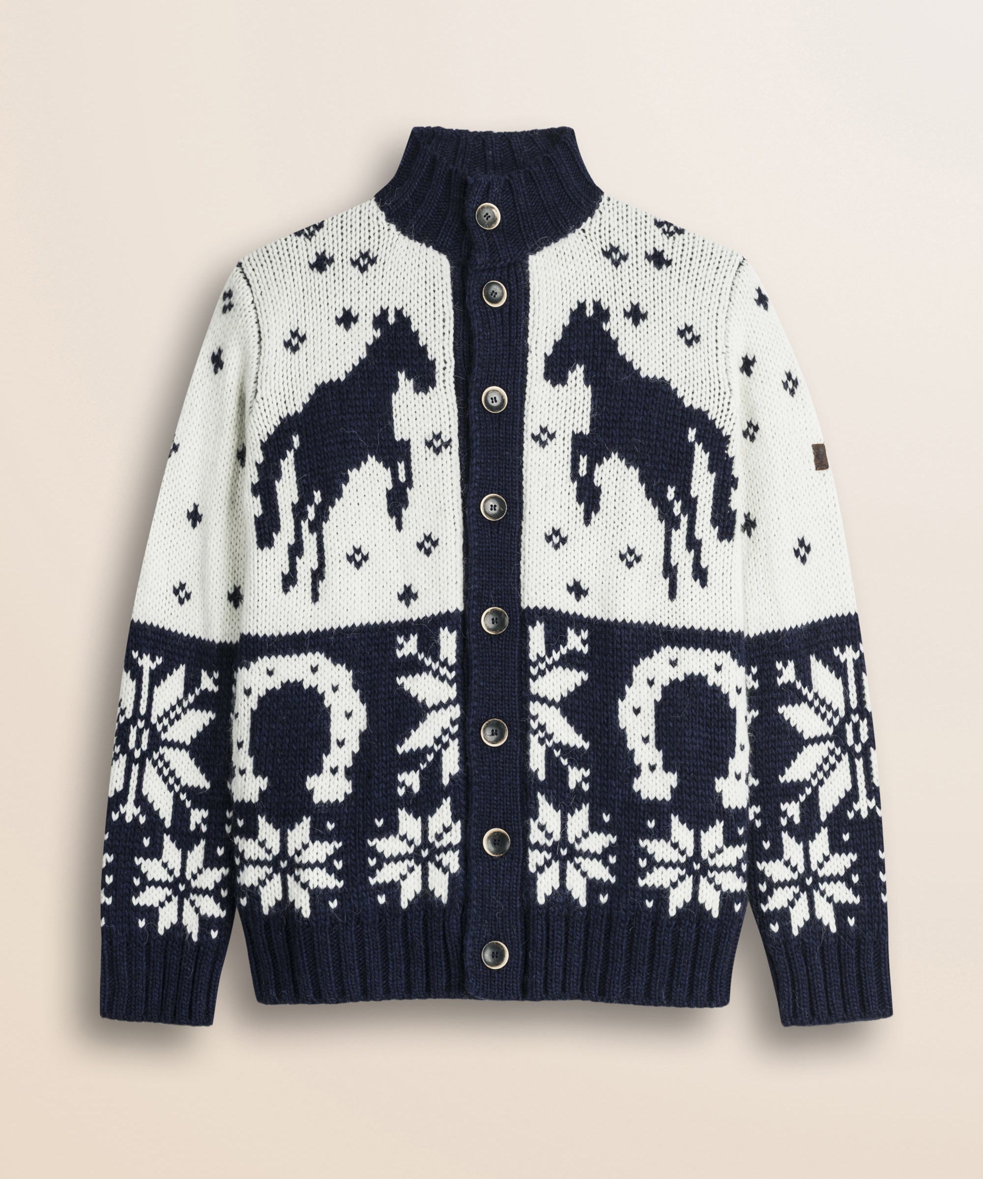Cardigan "Rodeo" Intarsiato  fronte - White