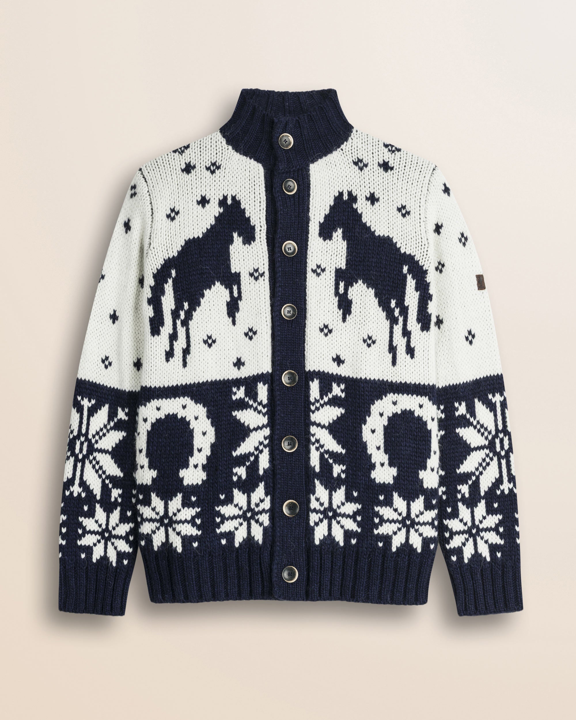 Cardigan "Rodeo" Intarsiato  fronte - White