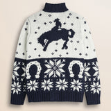Cardigan "Rodeo" Intarsiato  retro - White