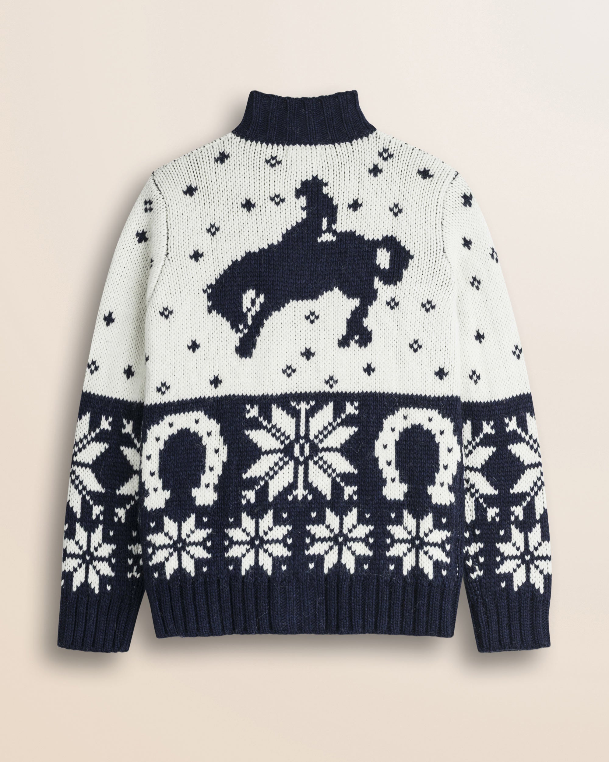 Cardigan "Rodeo" Intarsiato  retro - White