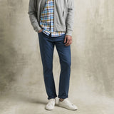 Pantalone 5 tasche casual in cotone stretch tinto a pigmento - Navy Blue
