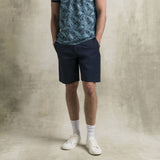 Pantalone chino corto in gabardina stretch - Navy Blue