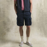 Stretch Gabardine Cargo Shorts - Navy Blue