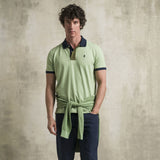 Maglia in piquet girocollo acid wash - Light Green