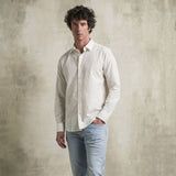 100% cotton embroidered shirt - Gardenia