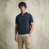 100% Cotton Acid Wash Polo - Navy Blue