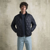 Maglia 100% cotone girocollo con dettagli in jersey - Navy Blue