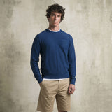 Maglia in piquet girocollo acid wash - Deep Blue