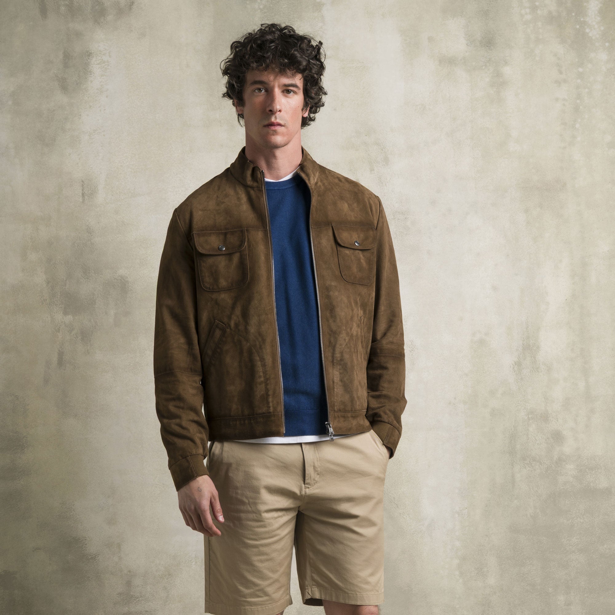 Men's Soil Brown Suede Leather Jacket | MCS