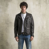 100% Leather Biker Jacket - Chocolate