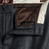 Pantalone Chino in Lana Herringbone dettaglio apertura - Herringbone Grey Melange