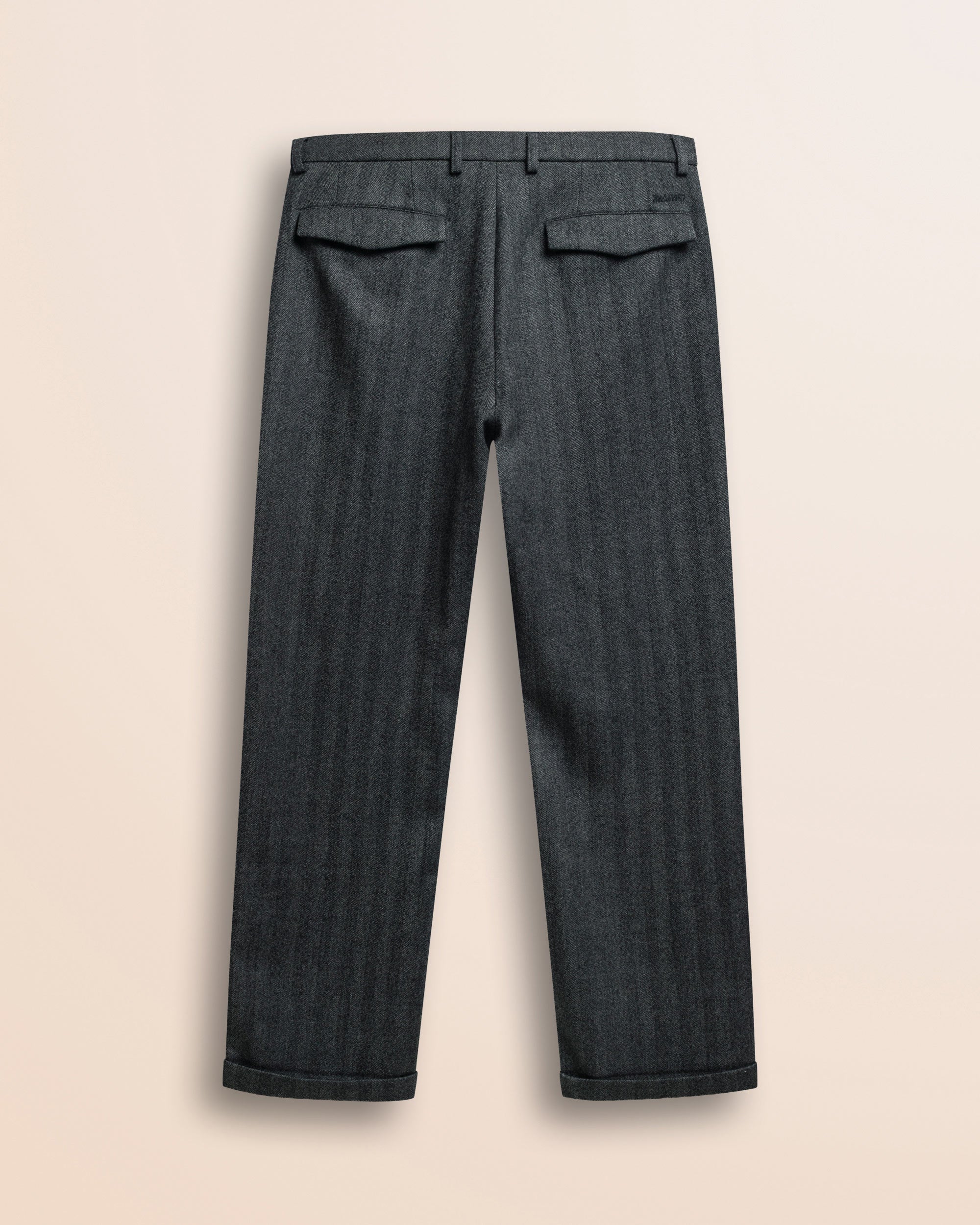 Pantalone Chino in Lana Herringbone retro - Herringbone Grey Melange