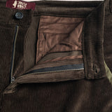 Pantaloni Chino in Velluto A Coste dettaglio apertura - Chocolate