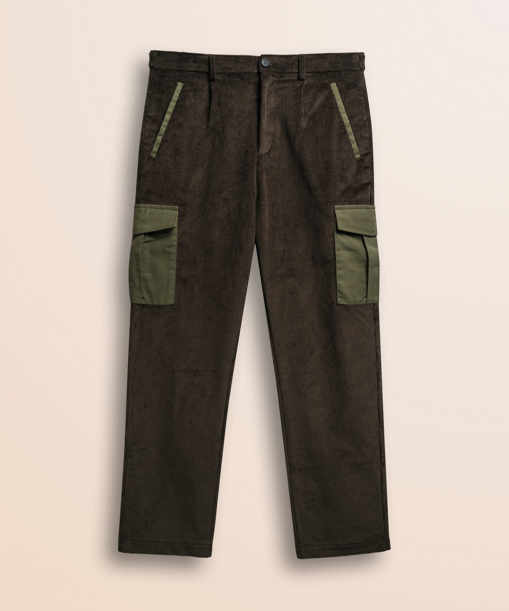 Pantaloni Chino in Velluto A Coste fronte - Chocolate