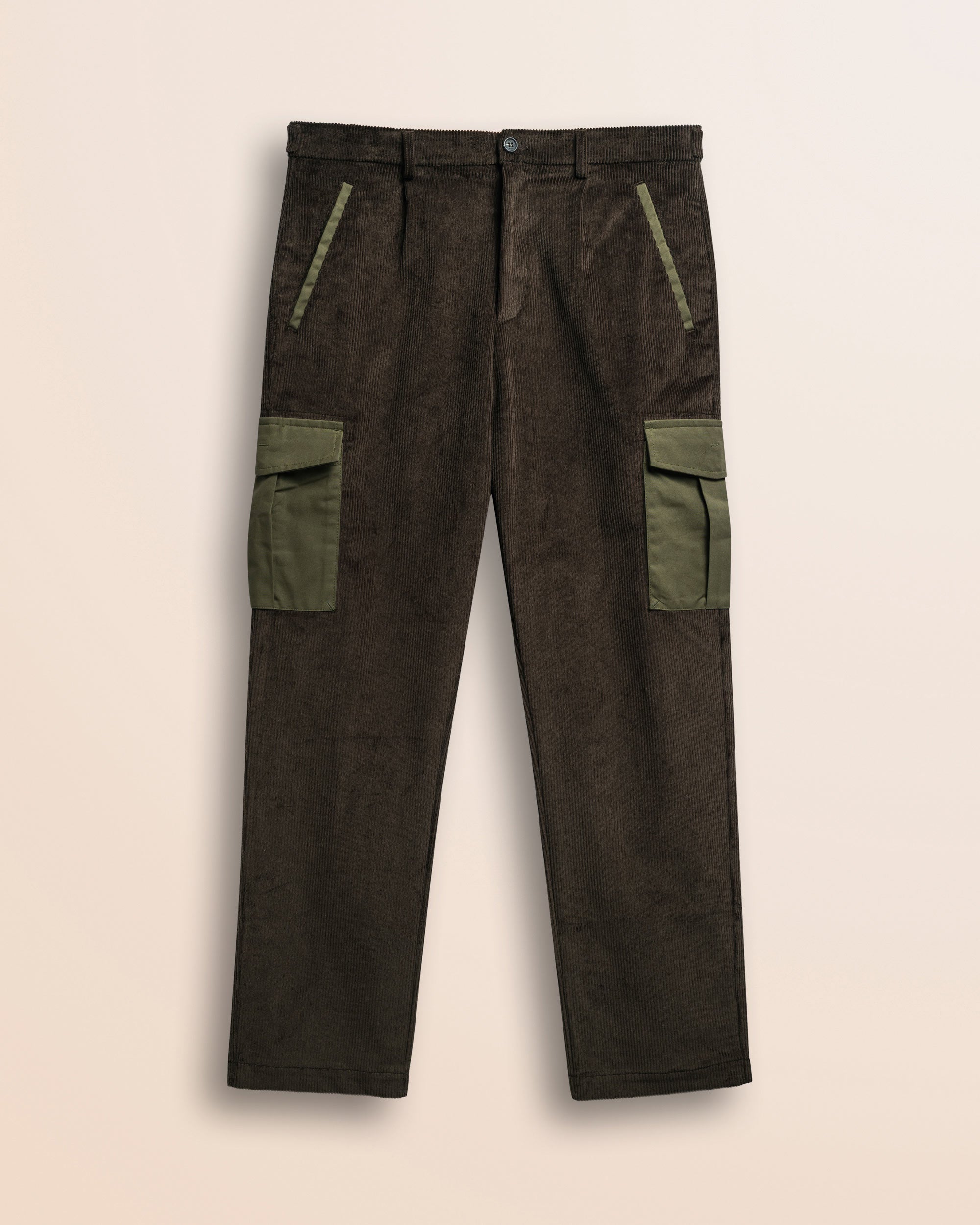 Pantaloni Chino in Velluto A Coste fronte - Chocolate