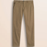 Pantalone Chino in Cotone Dobby Slim Fit fronte - Elmwood Brown