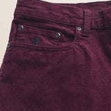 Pantalone 5 Tasche in Velluto 1000 Righe Slim Fit dettaglio tasca - Burgundy