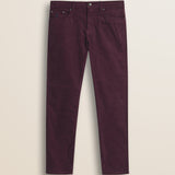 Pantalone 5 Tasche in Velluto 1000 Righe Slim Fit fronte - Burgundy