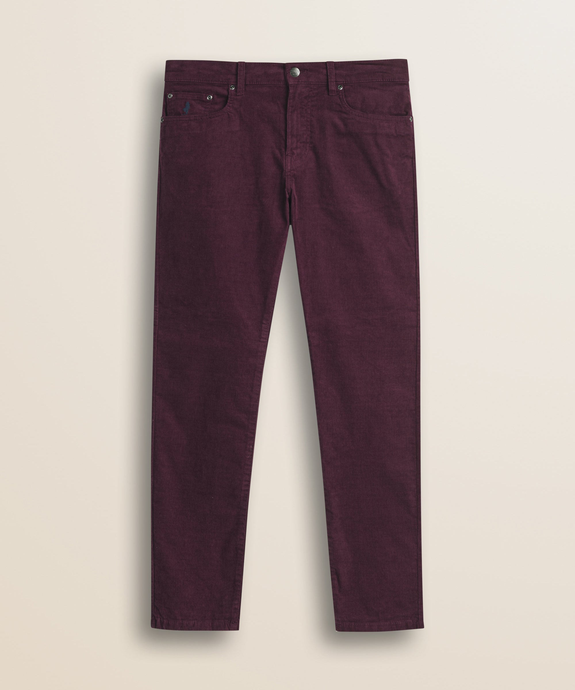 Pantalone 5 Tasche in Velluto 1000 Righe Slim Fit fronte - Burgundy