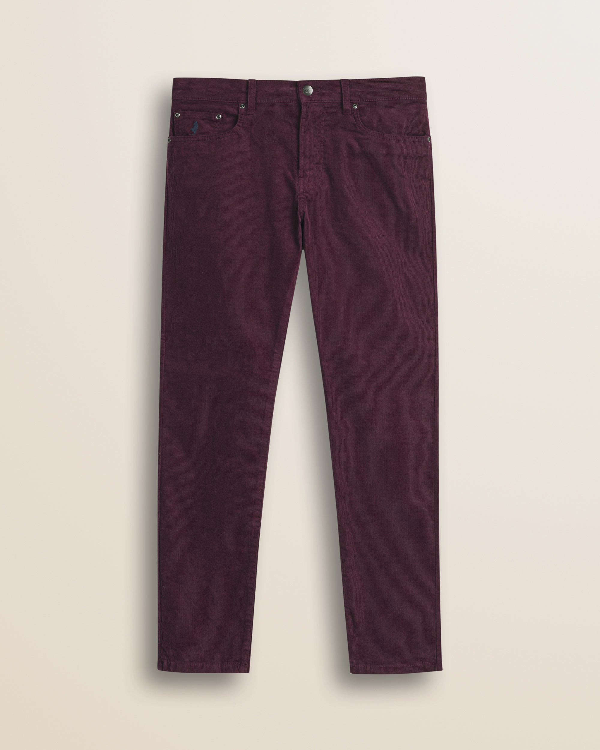 Pantalone 5 Tasche in Velluto 1000 Righe Slim Fit fronte - Burgundy