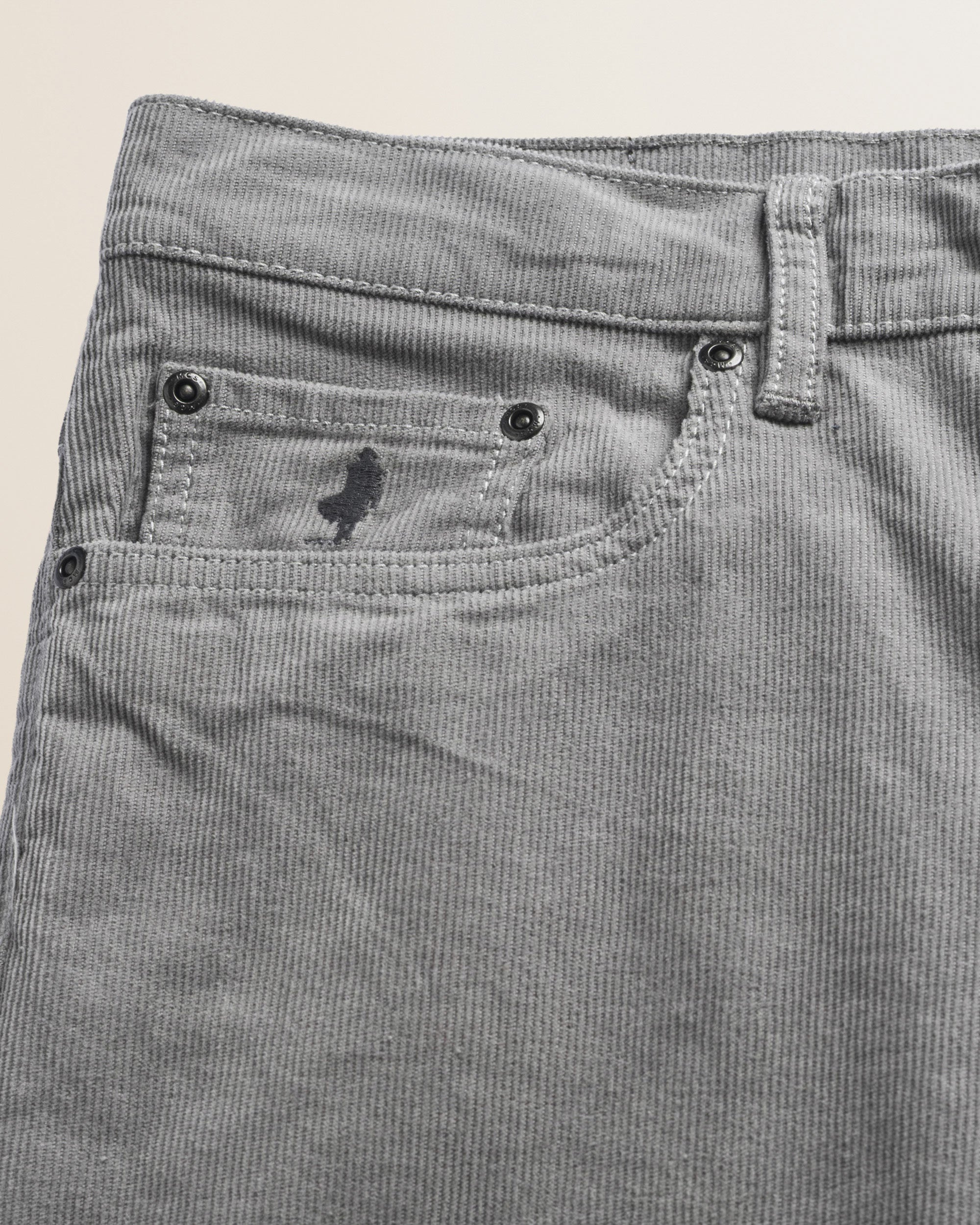 Pantalone 5 Tasche in Velluto 1000 Righe Slim Fit dettaglio tasca - Grey